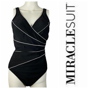 MIRACLESUIT Black & White One Piece Swim Suit 16